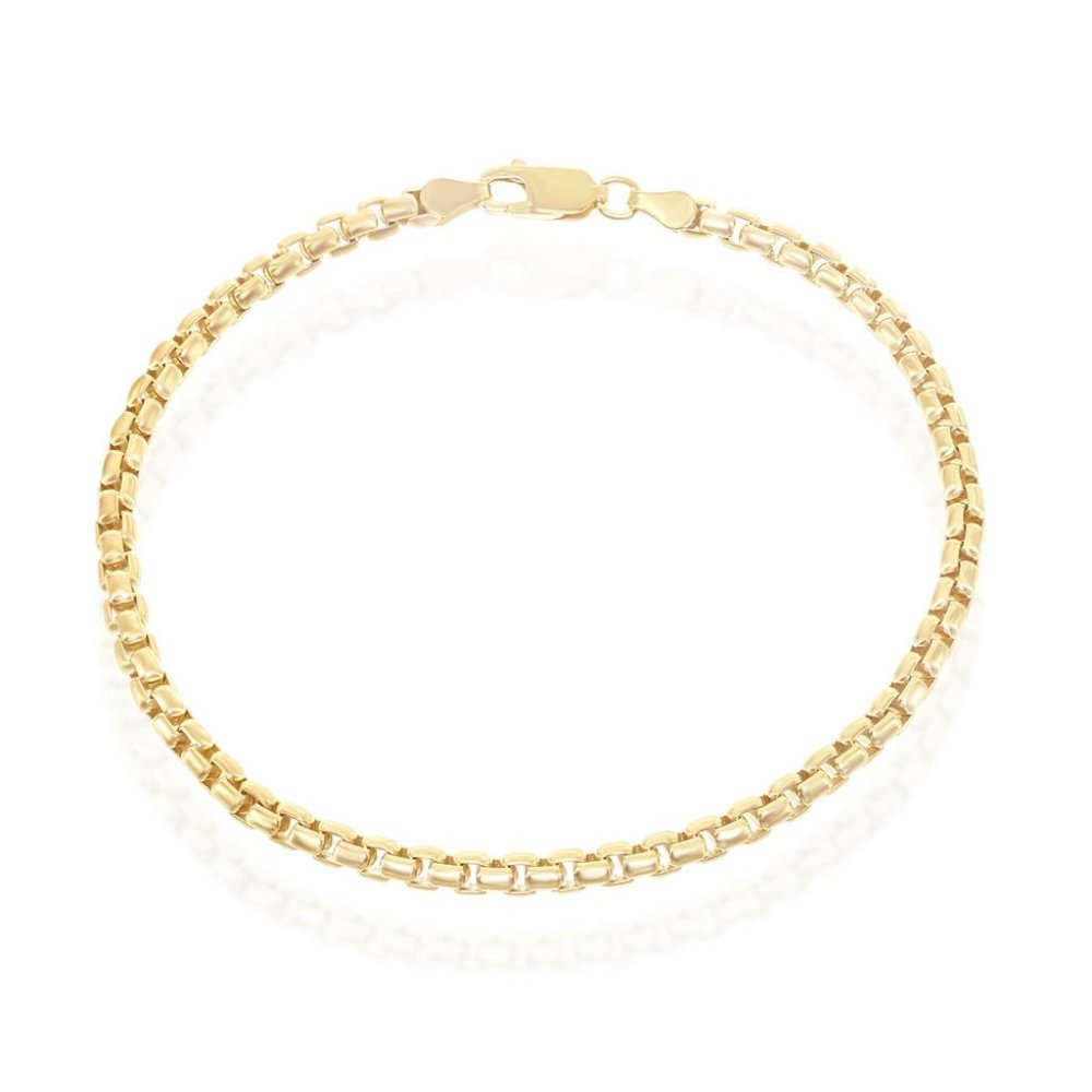 14Kt Gold Plated Silver 3mm Box Chain Bracelet